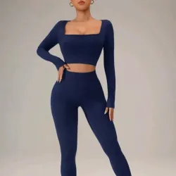 Conjunto levanta glúteos , mangas largas color azul ministro 