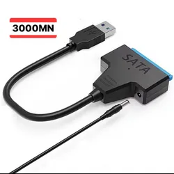 Adaptador de Cable Sata a USB 3,0 con fuente de alimentación de 12V 2A para disco duro SSD HDD de 2,5 y 3,5 pulgadas conector externo de 22 pines