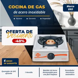🔷 *COCINA DE GAS de Acero Inoxidable Marca EKO Un Quemador*