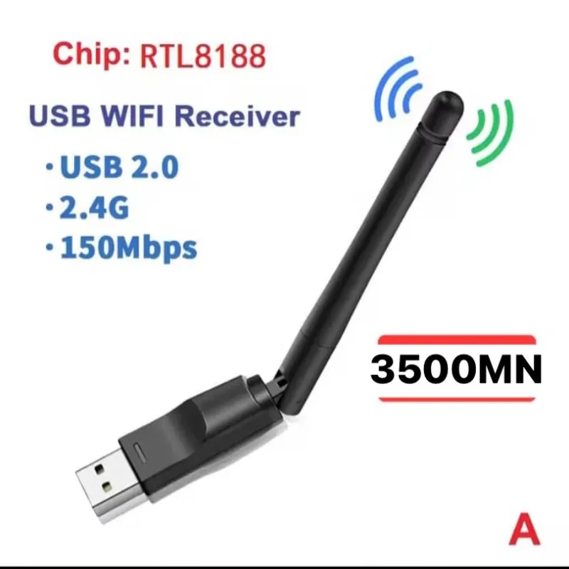 Decodificador TDT HD Accesorios Adaptador Wi-Fi 2.4GHz, Conector USB2.0 Hi-Speed, Antena Wi-Fi Externa Ajustable, Señal Potente, Compatible Windows/MacOS/Vista/Linnux, Color Negro