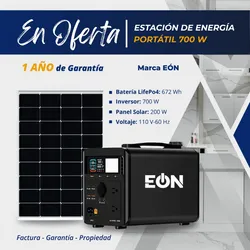 🔹 *Estación de Energía Portátil 700w Marca EÒN Panel Solar 200w*
