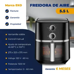 🔷 *Freidora de Aire 5.5 L con ventanilla visible Marca EKO*