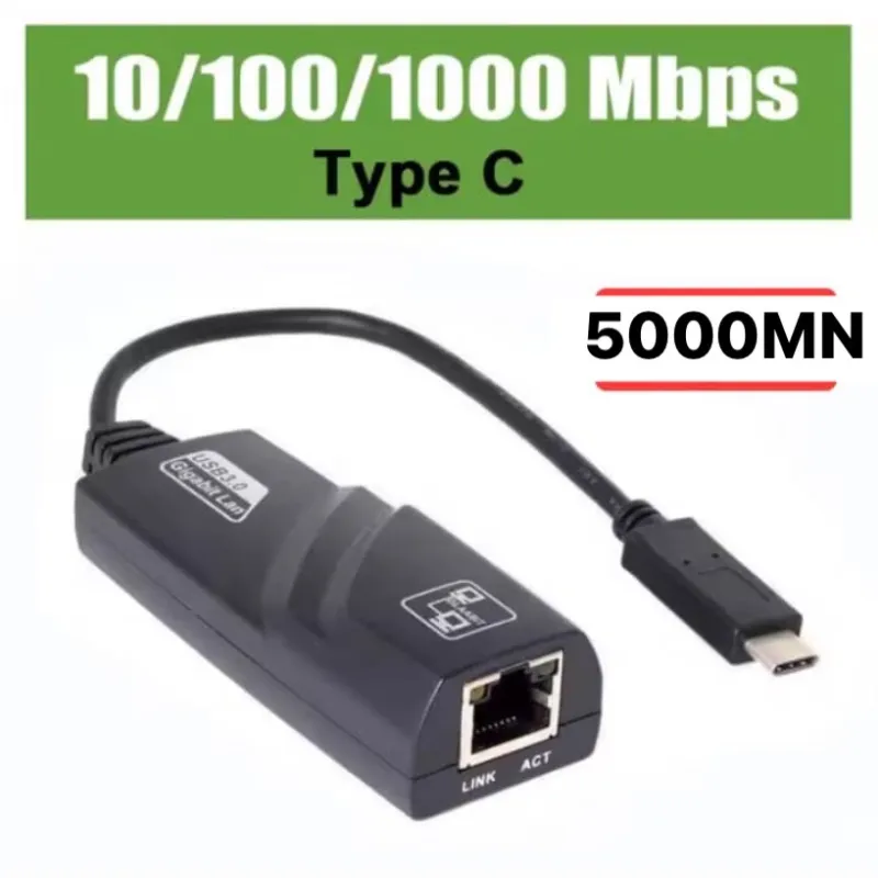 Tarjeta de red de 1000 Mbps tipo C Fast LAN con cable a Rj45 Ethernet adaptador para PC portátil