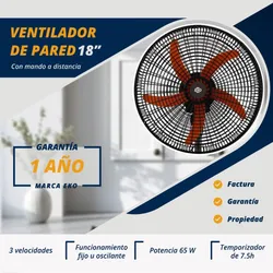 🔷 *Ventilador de Pared Marca EKO de 18 pulgadas*