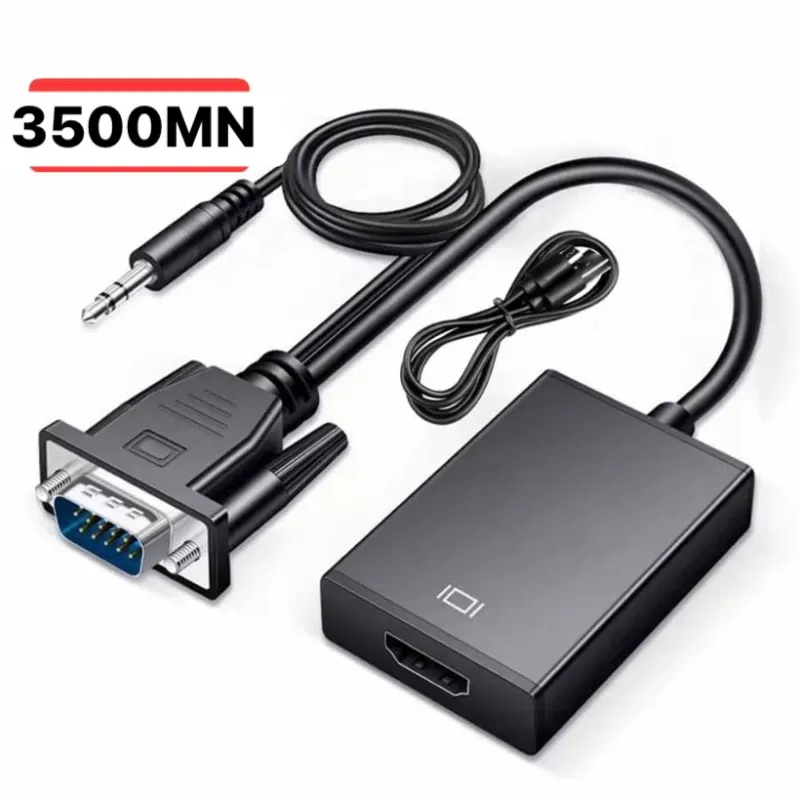VGA a HDMI Adaptador con Audio 1080P@60Hz, Aolirot Adaptador VGA a HDMI con Cable de Audio de 3,5 mm y Cable USB de alimentación Convertidor VGA Macho a HDMI Hembra para PC, Portátiles, Proyector HDTV