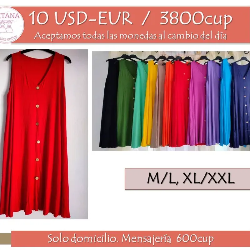 Vestido elastizado abotonado completo 