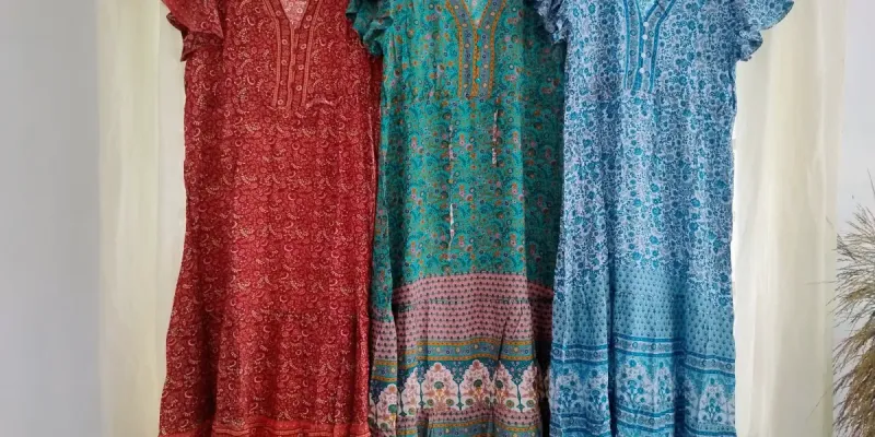 Vestido largo flores y arabescos 