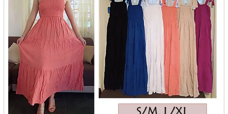 Vestido largo lazo hombros 
