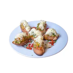 Brusquetas de Queso Gouda con Pico de Gallo