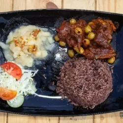 Costillas en fricasé con aceitunas al carbón 