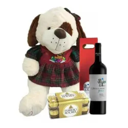 Combo de Vino y Peluche Romántico