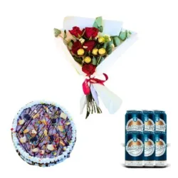Combo Dulce Encanto #2: Ramo, Cake de Chocolate y Cervezas 