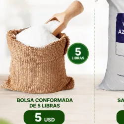 Bolsa Conformada de 5 libras de azúcar blanca-