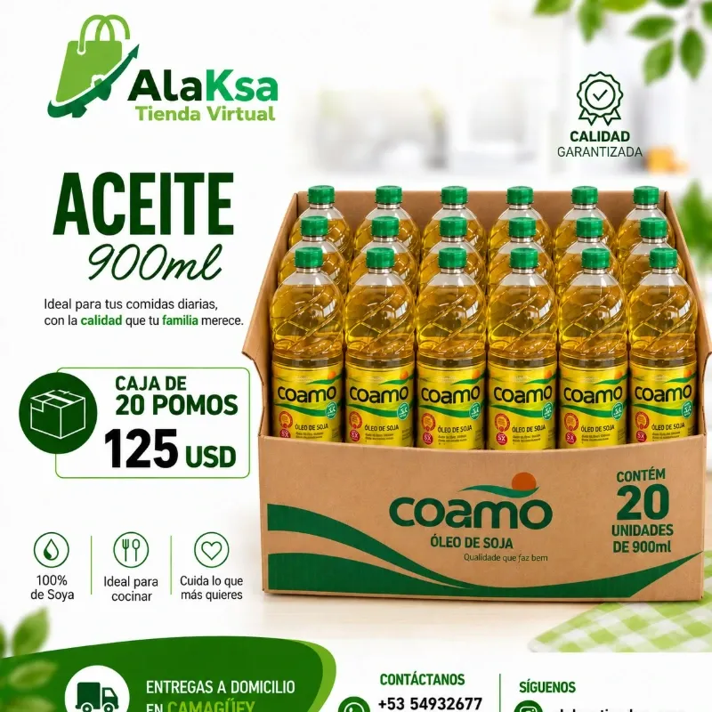 Caja de 20 pomos de aceite-900ml c/u -