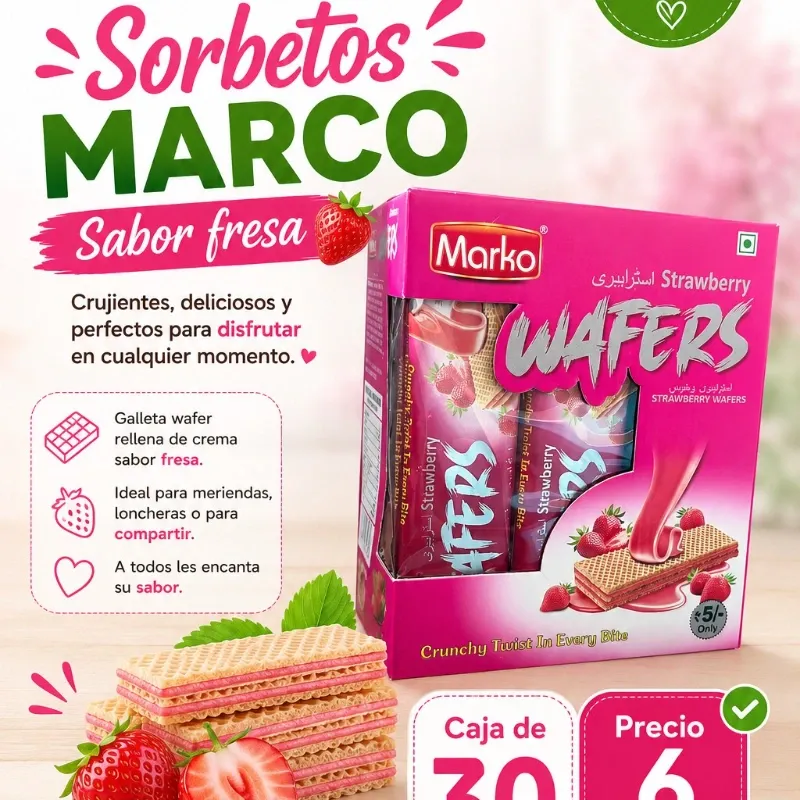📦 Caja de 30 Sorbetos Marco de Fresa 🍓-