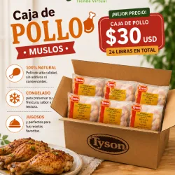 📦- Caja de 6 paquetes de muslos de pollo de 4 libras ( 24 libras )