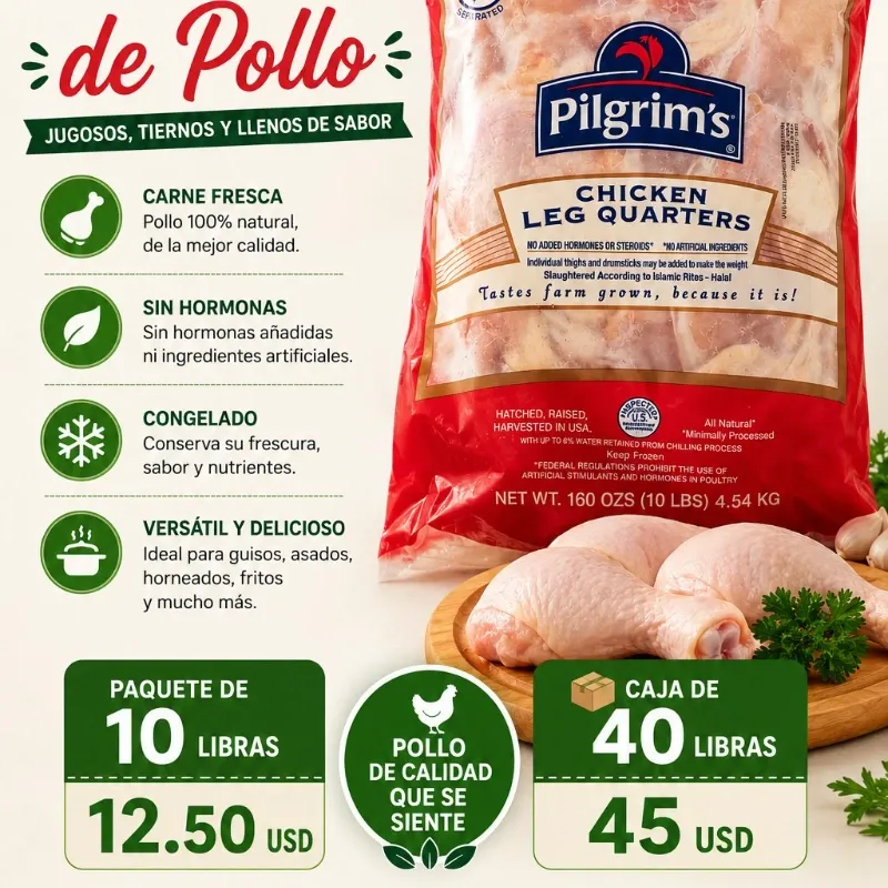 Caja de pollo 40 libras ( 4 paquetes de 10 libras)