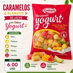 Caramelos Blandos «Sabor Yogurt y relleno de frutas» Paquete de 100 unidades