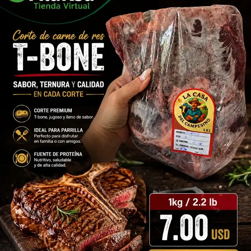 Corte de Carne de Res T-Bone - 1kg/2.2lb-