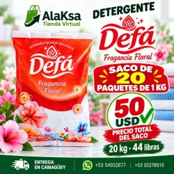 Saco de 20 paquetes de detergente Defá- 1kg c/u -