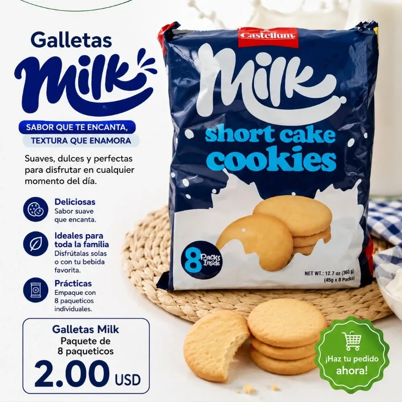 Galletas Milk- Paquete de 8 paqueticos -
