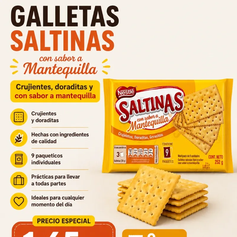 Galletas Saltinas ( Pack de 9 ) - De Mantequilla-
