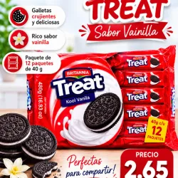 Galletas Treat - Trae 12 paquetes de 40g - Vainilla