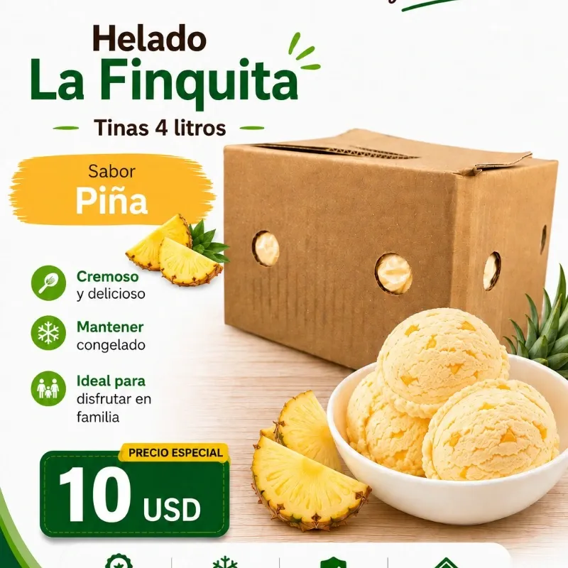Helado «La Finquita» Piña - Tina 4 litros