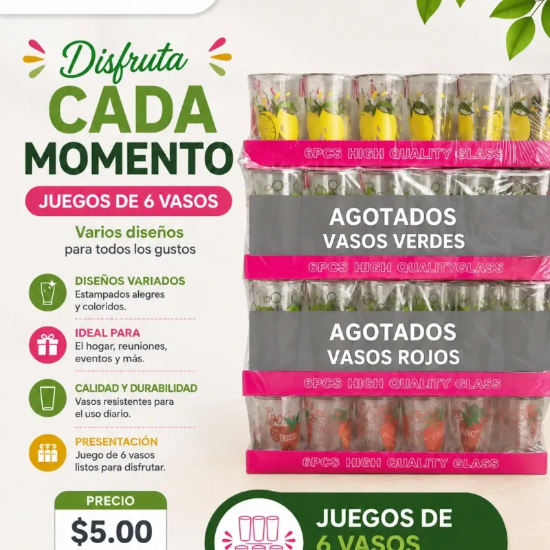 🥛Juego de 6 vasos