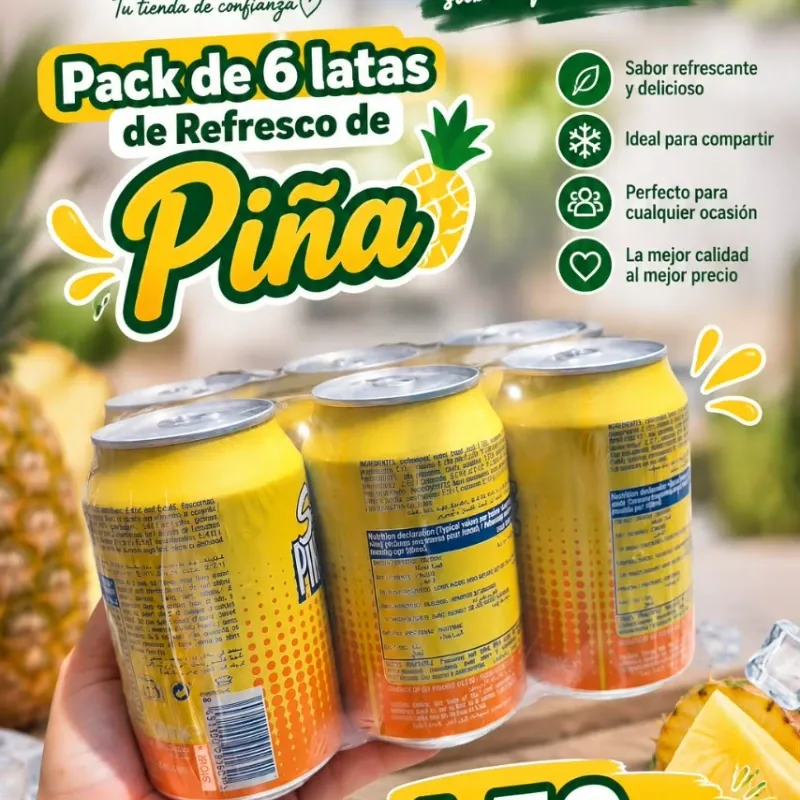 Pack de 6 latas de Refresco de Piña -