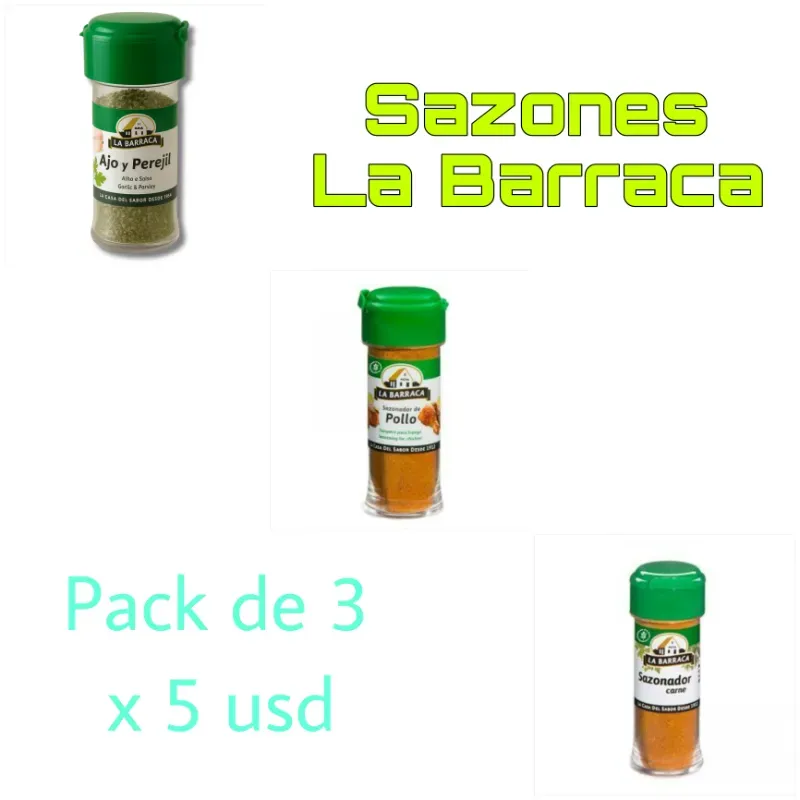 🎗Pack de Sazones La Barraca🎗 ( 1 sazonador de Pollo- 1 sazonador de carne - 1 Ajo con perejil)