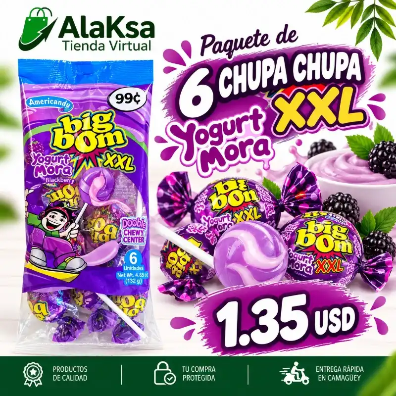 Paquete de 6 Chupa chupa XXL- Yogurt Mora -