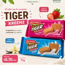 Galletas Tiger 75g ( Hay fresa y vainilla)