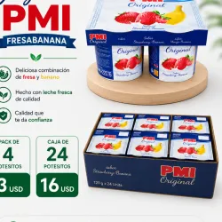Caja de 24 potesitos de Yogurt PMI- Sabor Fresabanana-