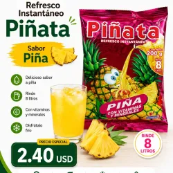 Refresco Instantáneo Piñata «Piña» - Rinde 8 litros -