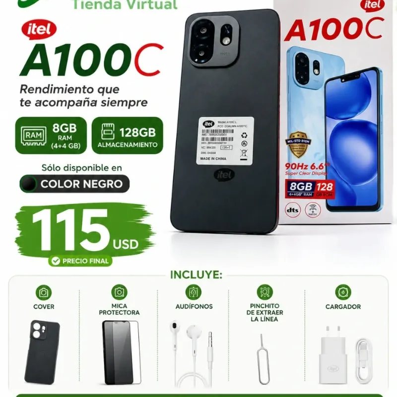 Teléfono Itel A100C «128GB Almacenamiento»