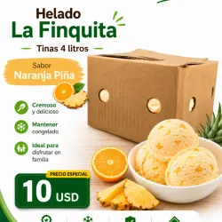 🍨- Tina de Helado Sabor Naranja Piña «La Finquita» 4 litros -