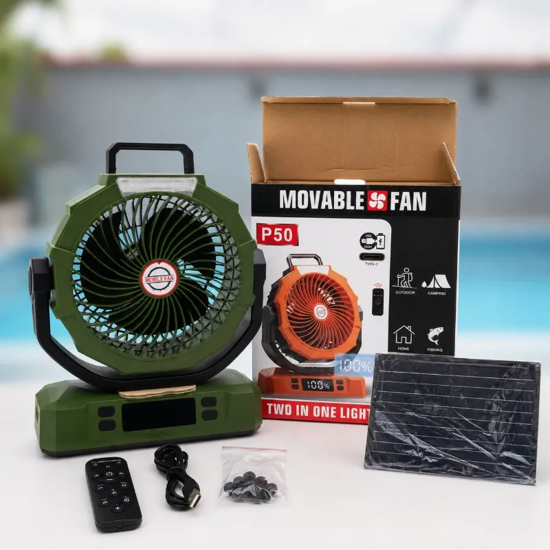 Ventilador Recargable ( 40,000mh) Con panel solar