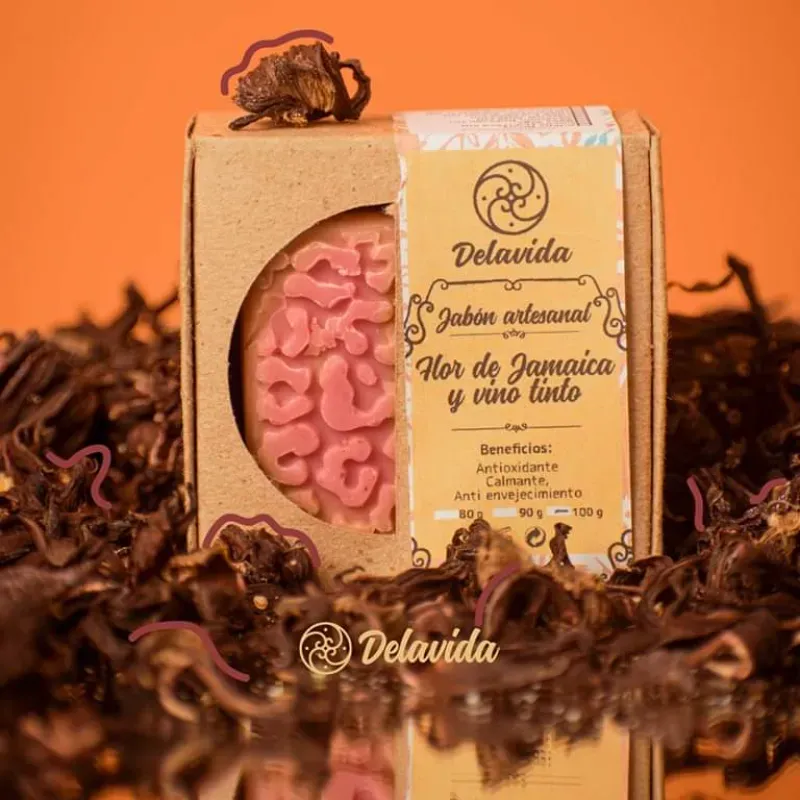 Caja de Jabón de Flor de Jamaica y Vino Tinto 100g