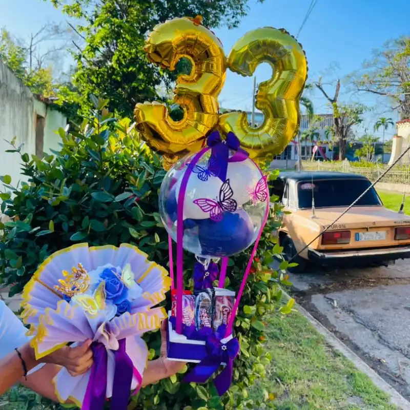 ✨Cajita de ancheta con globos gigantes de números ✨