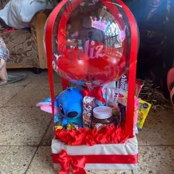 Cesta con globo burbuja