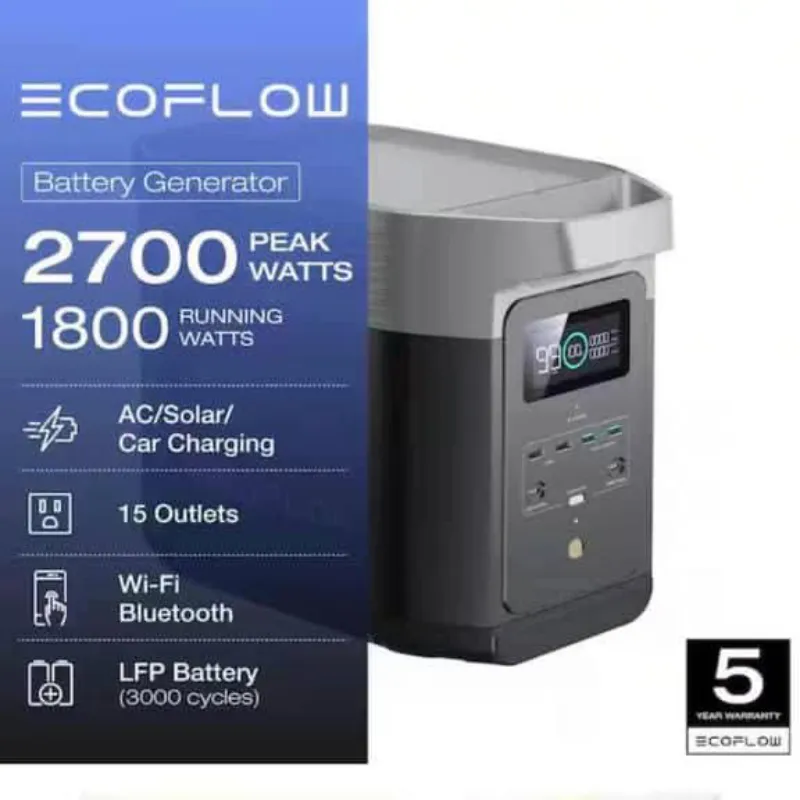 Estación de energía Ecoflow 1800 watts con pico de 2700  watts 