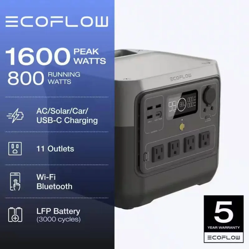 Estación de energía ECOFLOW de 1600w y 768wh 