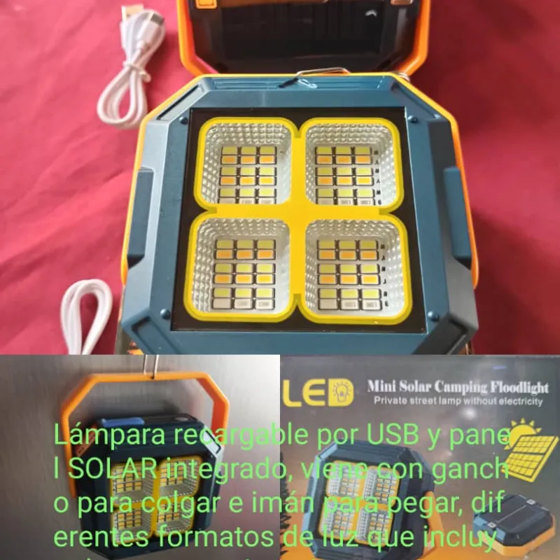 Lampara recargable con panel solar