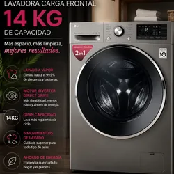 Lavadora Automática LG 14 kg con secado al vapor 