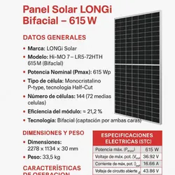 Panel solar longi 610 watts 