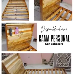 Cama personal con cabecera 