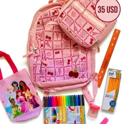 Mochila rosa + lunchera