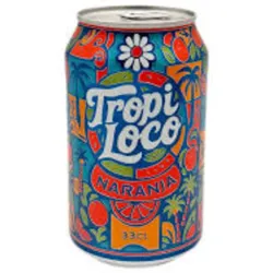 Refresco de lata de naranja Tropiloco