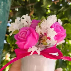 mini Bouquet 🌺 en Frasco de Cristal 